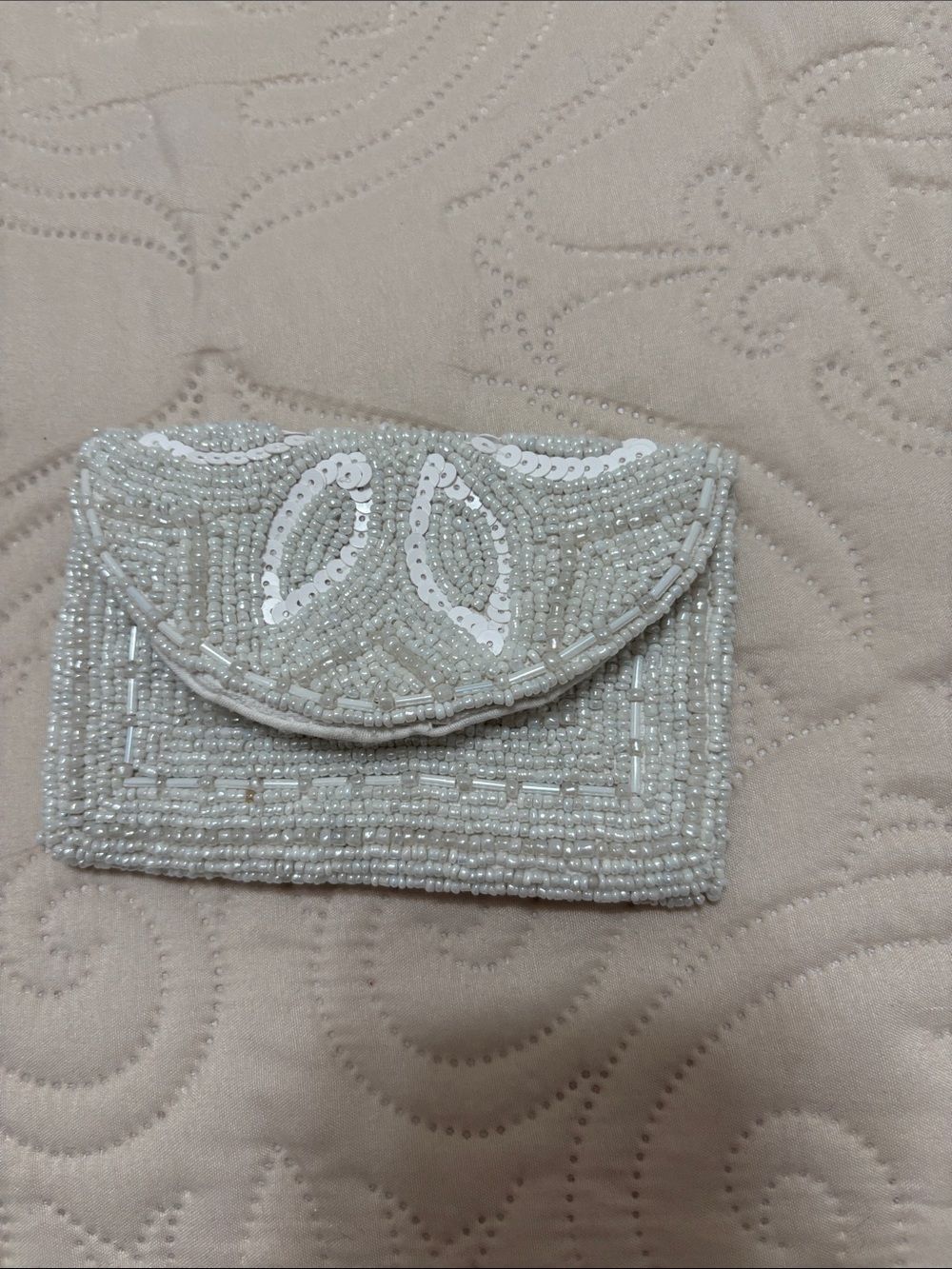 Embellished Ivory Beaded Envelope Clutch